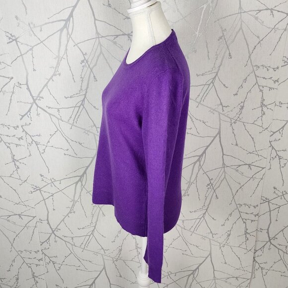 Lord & Taylor Purple 100% Cashmere Crewneck Sweater - Picture 2 of 4
